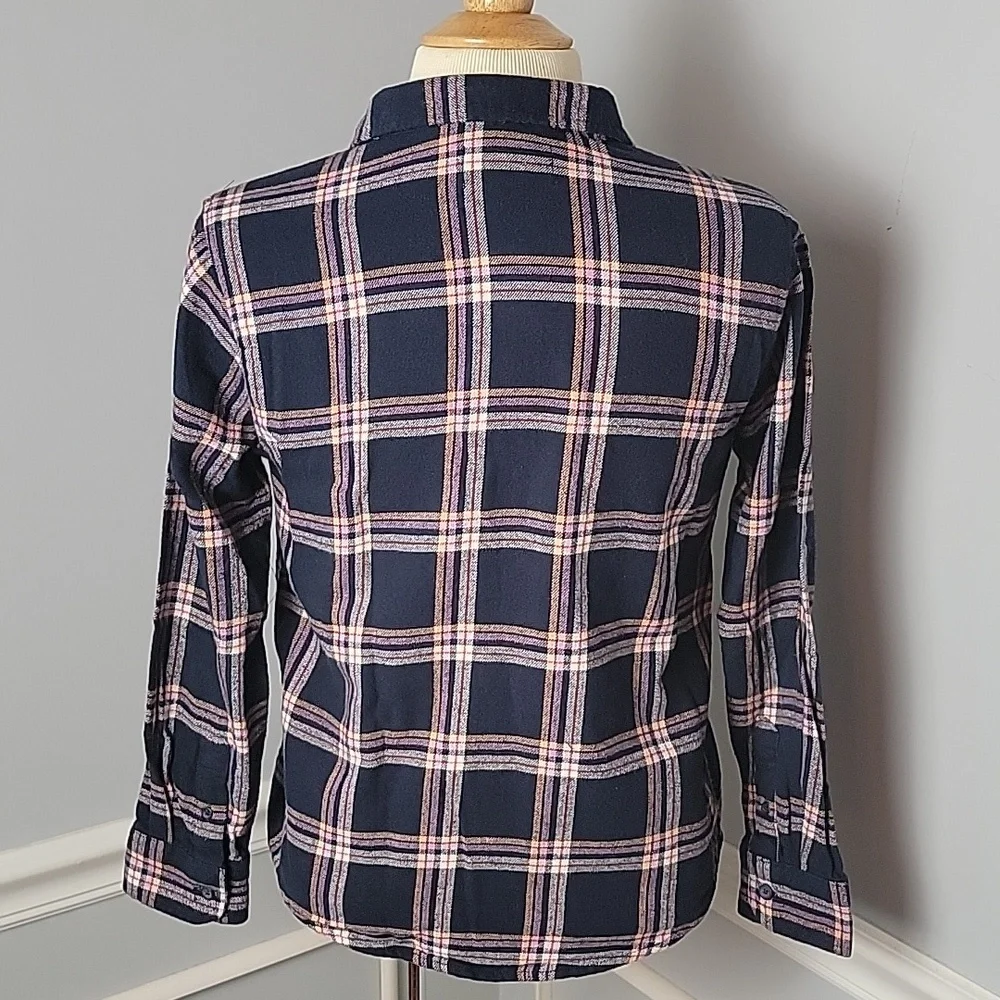 OLD NAVY **3 for $20** Boy's Blue Flannel Plaid Casual Button Down Shirt L 10/12